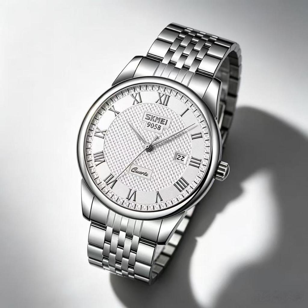 Unisex Quarzuhr SKMEI Römische Ziffern Lederarmband 30M Wasserdicht 9058