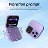 Ny i16 Pro Søt Flipblokk Mobiltelefon Doble SIM-kort 1,77" Skjerm Hurtigtaster Magisk Stemme Svarteliste Mini Boks Mobiltelefon 3,5 mm Jack