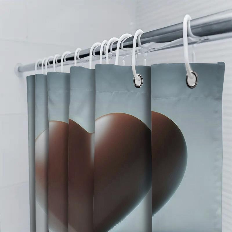 3D Brown Heart Shower Curtain | Modern and Elegant Bathroom Decor