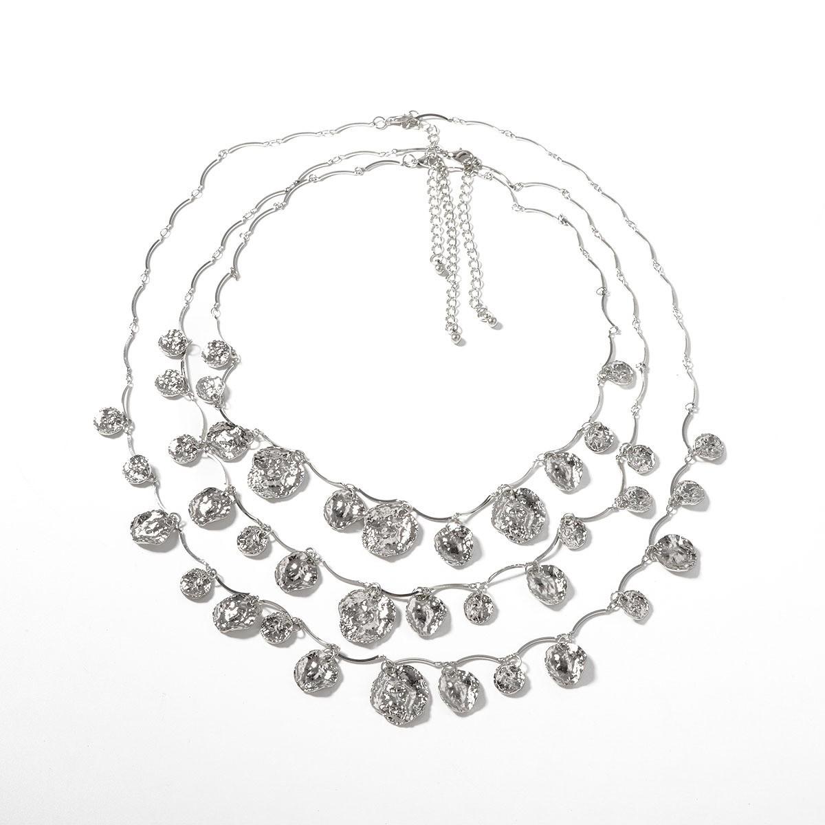 

Геометрическое ожерелье с подвеской из больших и маленьких квадратов серебряный