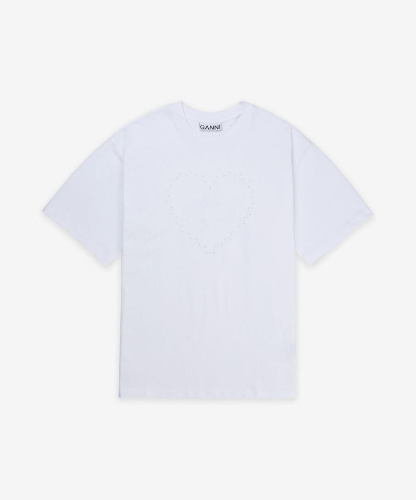 Gani Heavy Cotton Drop Shoulder Heart Short Sleeve T-Shirt - White / T4033151