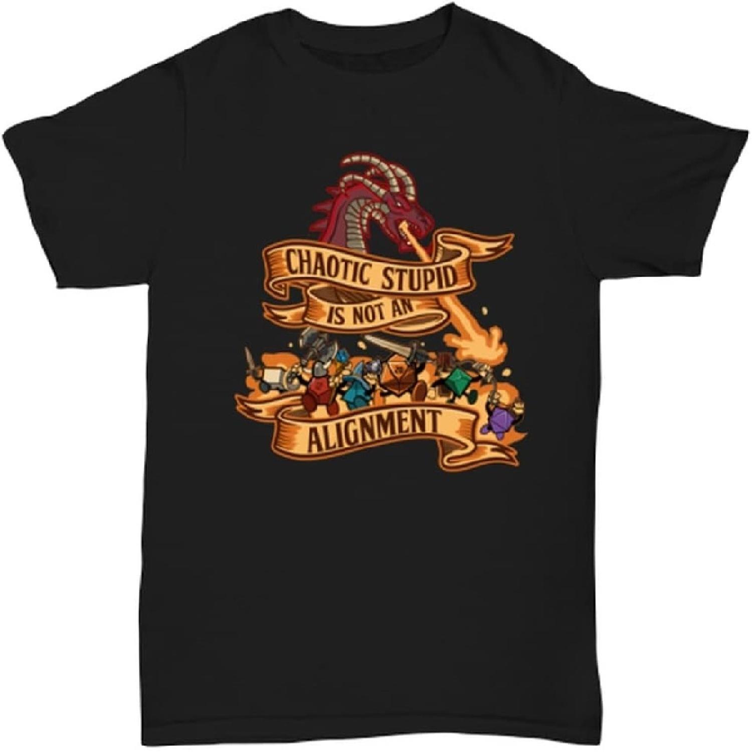 Chaotic Stupid is not an Alignment. Funny DND Shirt. Roleplaying Tshirt XXXXXL чёрный
