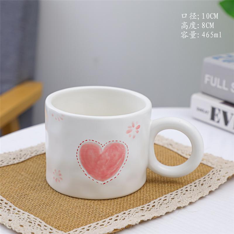Big Ears Hand-Painted Ceramic Style Coffee Couple Cup Simple Korean Hand-Painted Cup