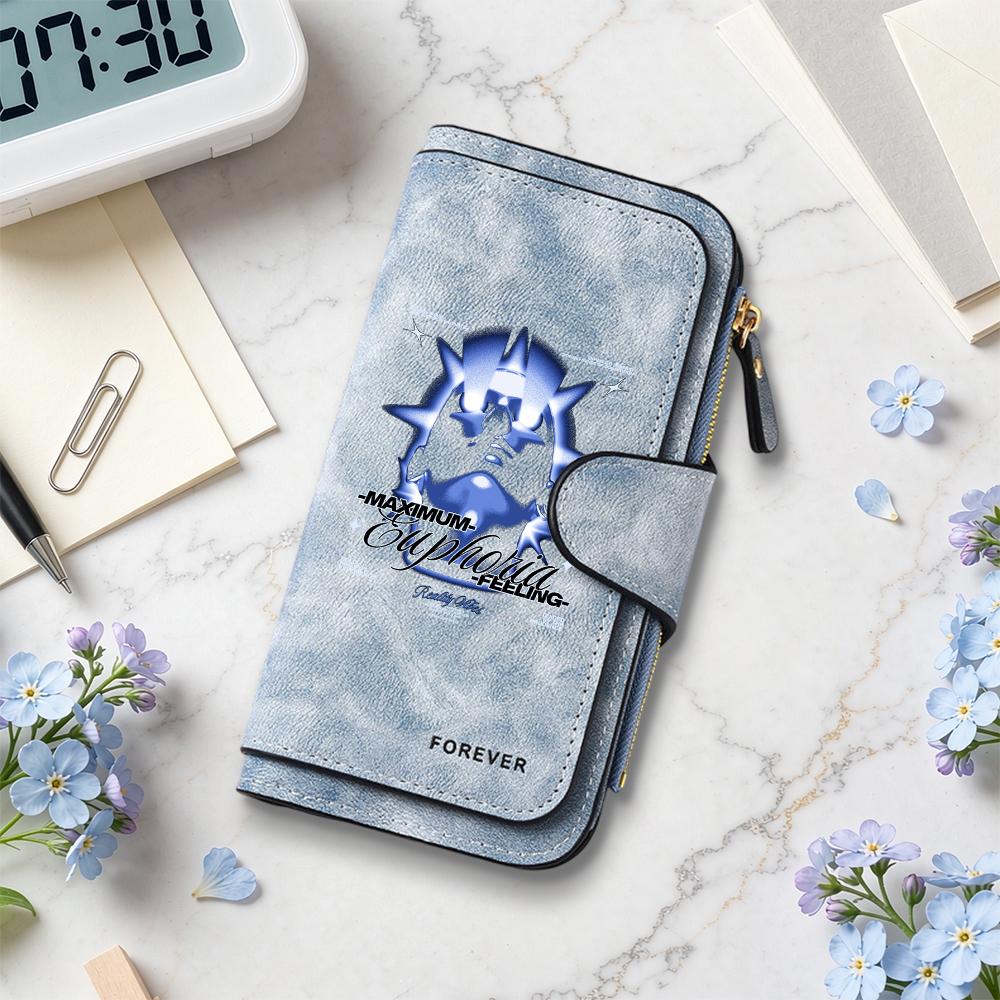Fashion Pu Leather Wallet Long Multi Card Holder Portable Trendy Cool Graphic Purse for Daily Use