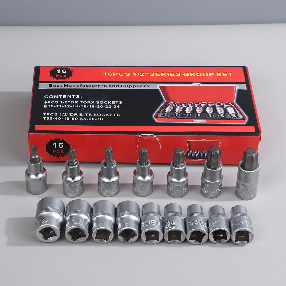 16-Piece Hexagonal Star Socket Wrench and E-Type Screwdriver Set