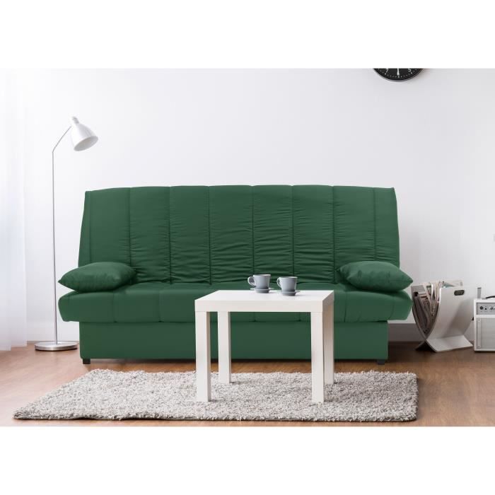 3-seater Click Clack Bench - 100% Cotton Fabric Green - Contemporary Style - L 190 X D92 Cm - MILA