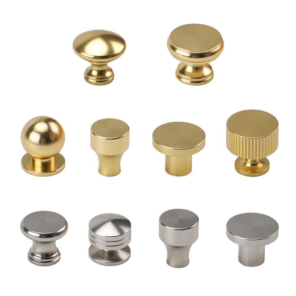 Gold Cupboard Knob Round Drawer Door Handle Simple Cabinet Drawer Knob  for Home