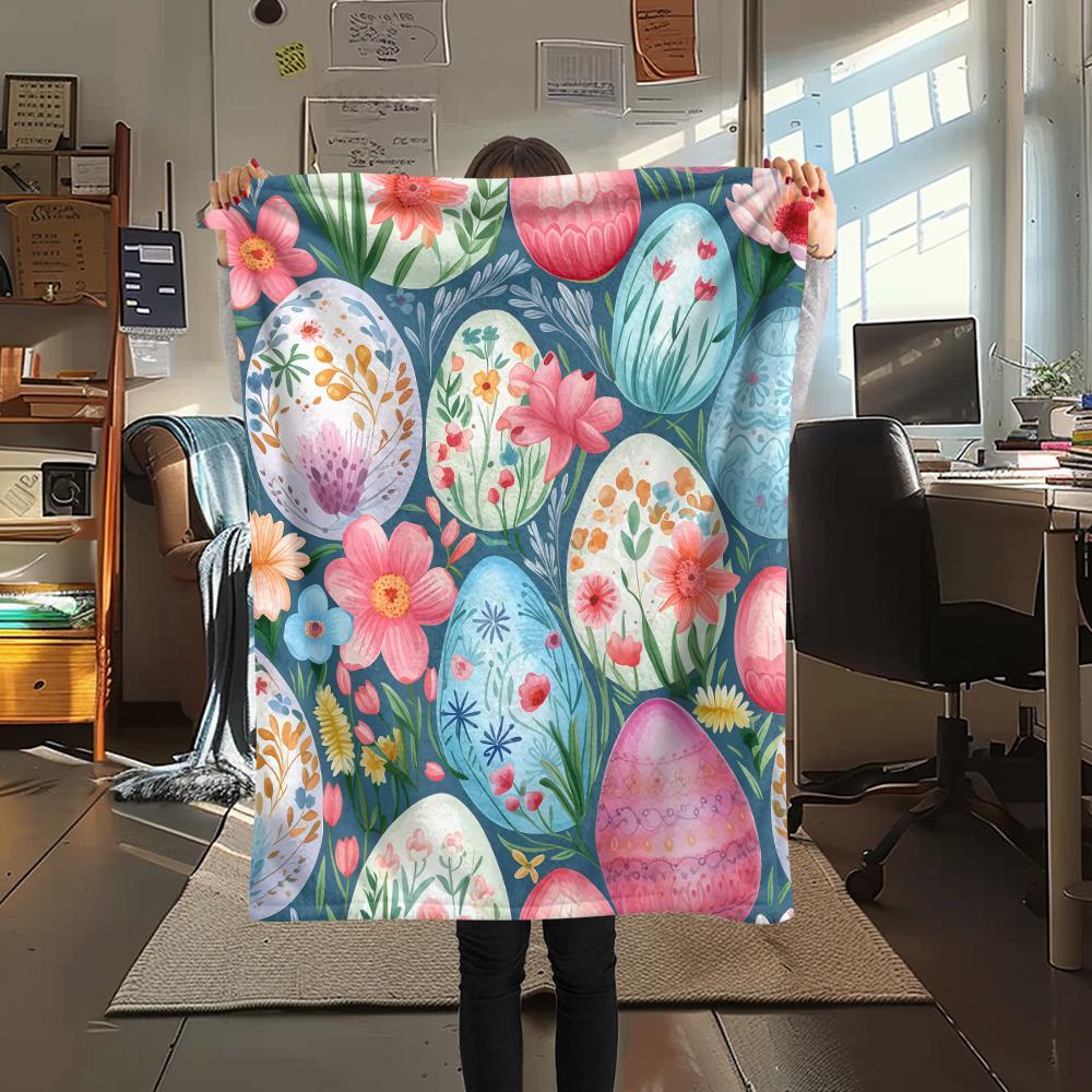 Easter Egg Print Flannel Blanket,High Quality Comfortable for All Seasons,Home Decor,Warmth and Comfort,Perfect for Christmas Gifts