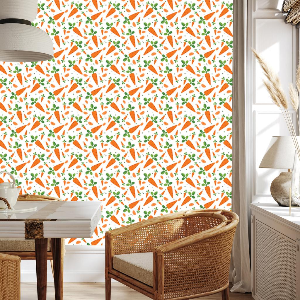 Carrot Wallpaper White and Peach for Living Room and Bedroom 50x1000