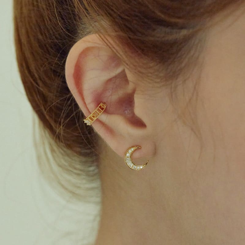 Shertz Starry Moon Cubic Earring (14k)