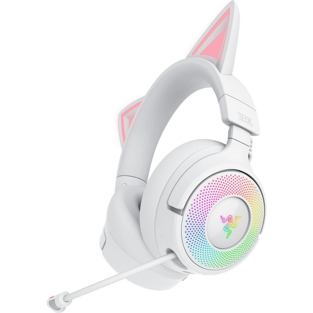 Razer Kraken Kitty V3 Pro White Edition Wireless Gaming Headset with Cat Ears for Streaming and HyperSpeed Wireless USB Retractable HyperClear