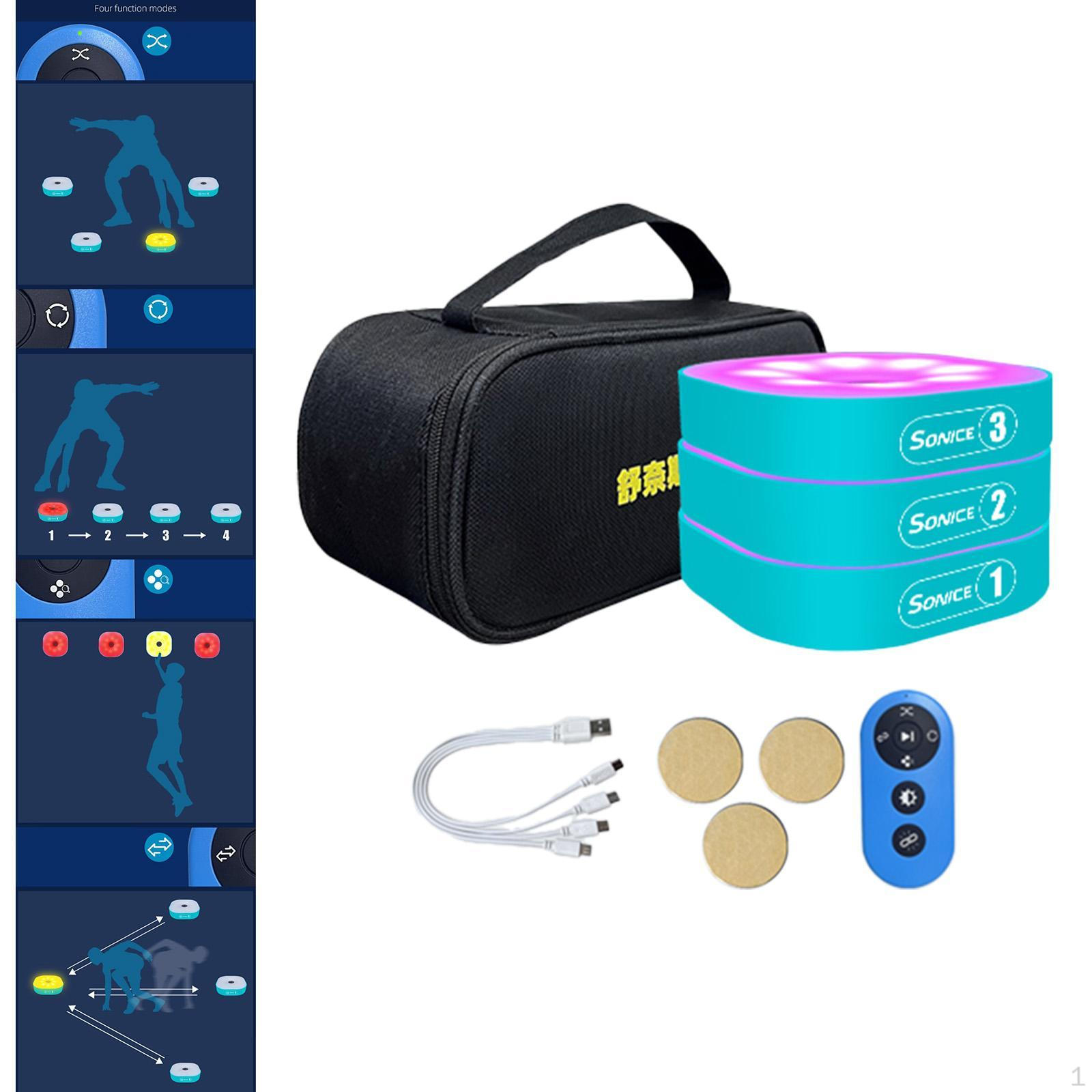 

Дитячі вогні для реакції та спритності з сумкою для перенесення для спорту, баскетболу, футболу 3 Lights Set