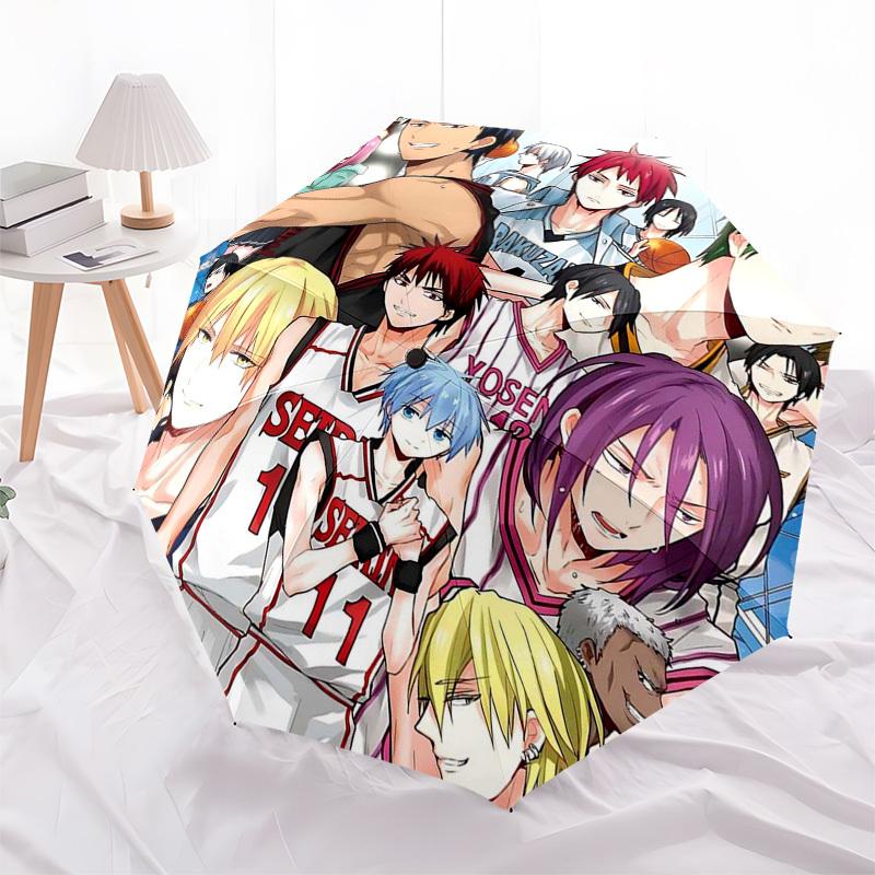 1pc Basketball Anime Characters Outdoor Umbrella - Automatic Opening/Closing, Portable 3-Fold Design, 8-Rib Iron Frame, Perfect Gift for Fans, Tr