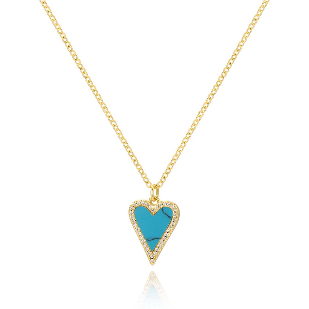 Vintage Love Heart Pendant Necklaces for Women 18K Gold Metal Chains Choker Trendy Jewelry