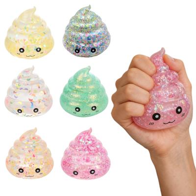 1/4 Pièces Jouet Caca Cartoon Transparent avec Paillettes Soulagement du Stress Montée Lente Caca Simulé