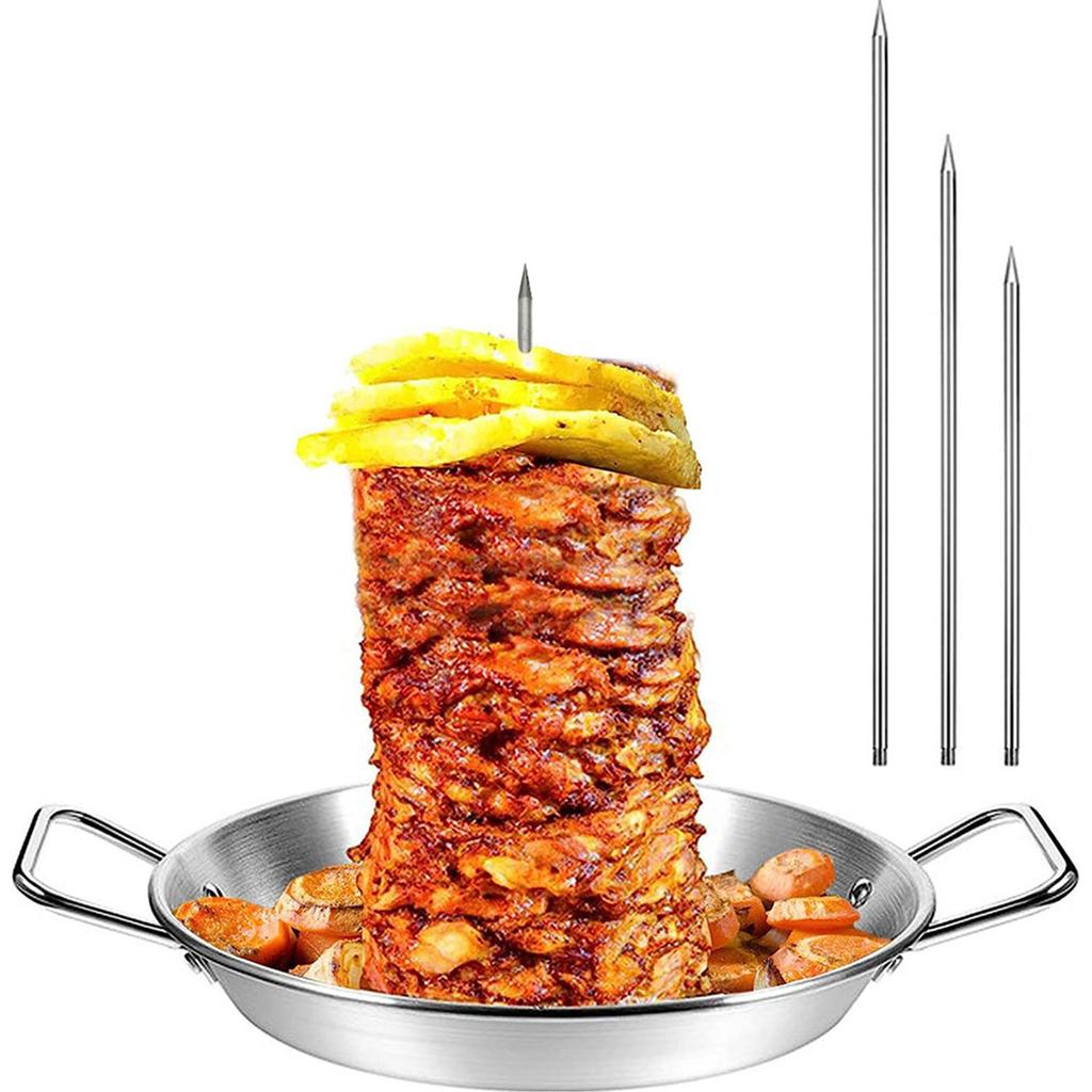 Profesjonell grillspydholder Rustfritt stål Vertikalt design 3 pigger Effektivt matlagingssystem for flere spyd