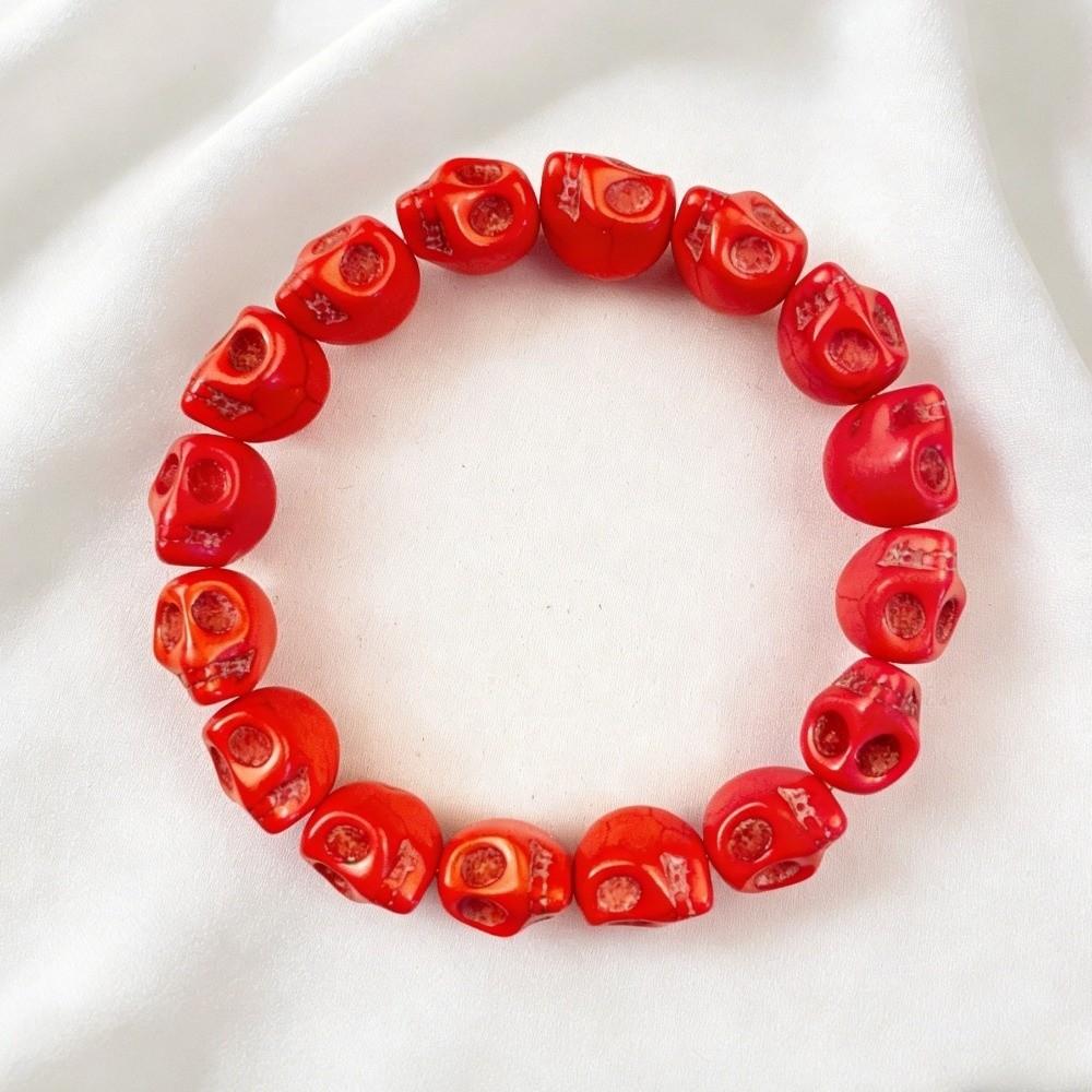 Acrylic Skeleton Beaded Bracelet Bone Stone Elastic Bangle Punk Skull Beaded Bracelet Teenager