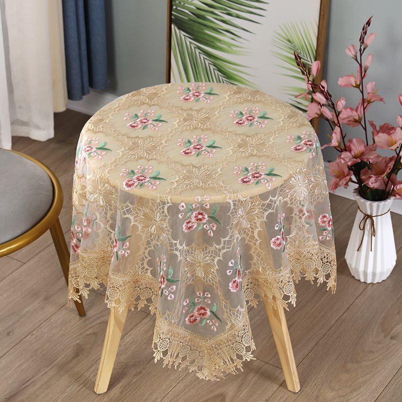 1pcs Small Round Table Tablecloth Fabric Lace Embroidered Rectangular Tablecloth Household Dustproof Coffee Table Cover