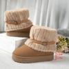 2026 Winter Women Snow Boots Plush Warm Anti Slip Comfortable Ankle Boots Fluffy Round Toe Platform Buckle Woman Cotton Boots