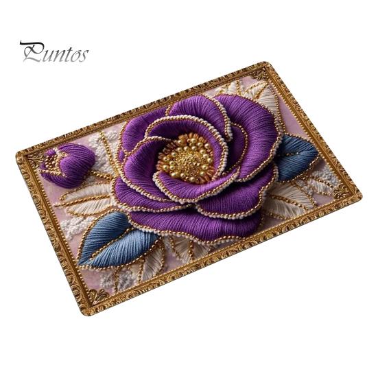 Door Clearance Rug Floor Mat Non-Slip Rubber Backing Absorbent Quick-Drying Bath Retro Low Profile Style 3D Flower Pattern Kitchen Shower Laundry Non