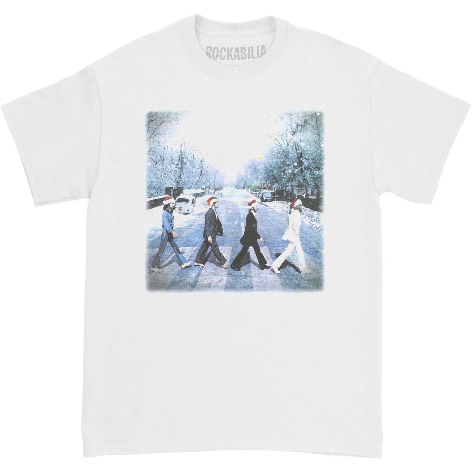 Men s Beatles Abbey Christmas Slim Fit T-shirt Large White M
