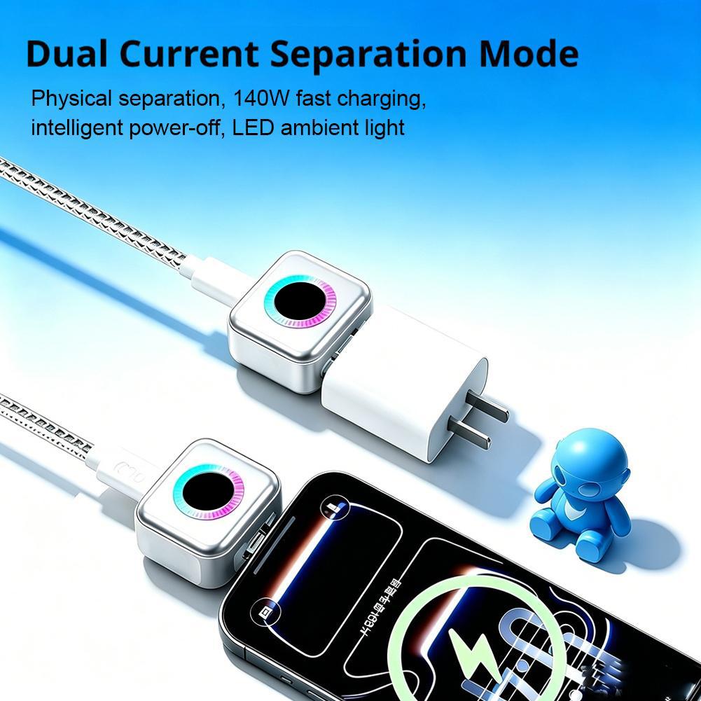140W Type‑C Charging Separator Intelligent Auto Disconnect Full‑Charge Pop‑Off Adapter Overcharge Protection For Laptop Phone 5