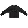 Top neri a maniche lunghe con balze, taglia oversized, da donna, casual, larghi, per primavera e autunno, felpa