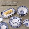 Retro Blue & White Melamine Dinnerware Set: Noodle & Soup Bowls, Plates for Restaurants & Noodle Shops