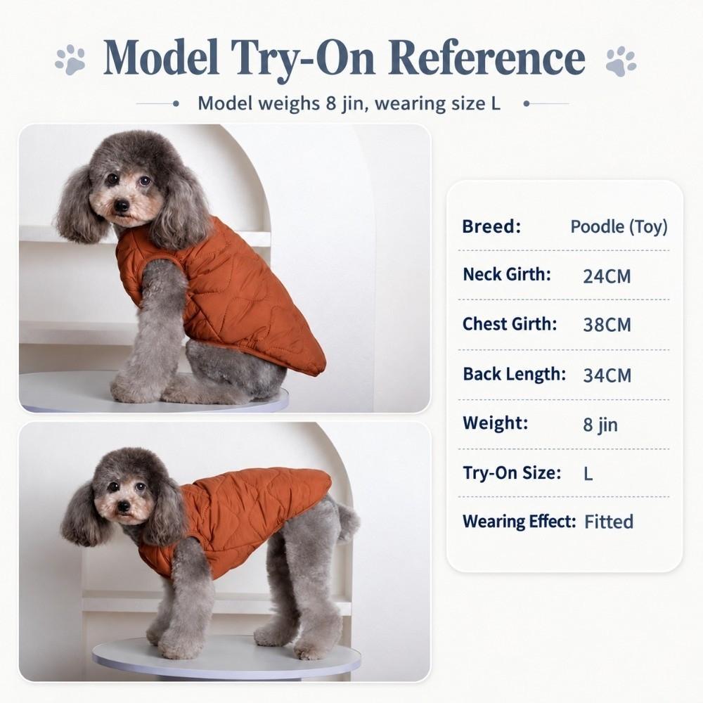 Cotton Padded Pet Vest Lightweight Pet Jacke Durable Dog Coat  Daily