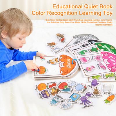 Livro Silencioso de Classificação de Cores para Crianças Aprendizagem Pré-Escolar Atividades de Cognição de Cores e Números
