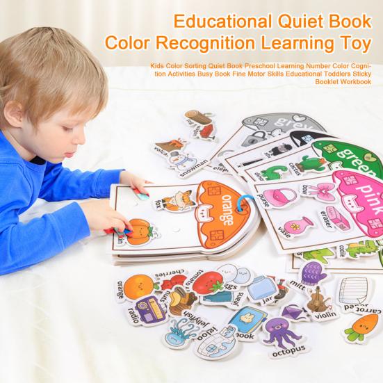 Kids Color Sorting Quiet Book Preschool Learning Number Color Cognition Activities Busy Book Fine Motor Skills Educational Toddlers Sticky Booklet
