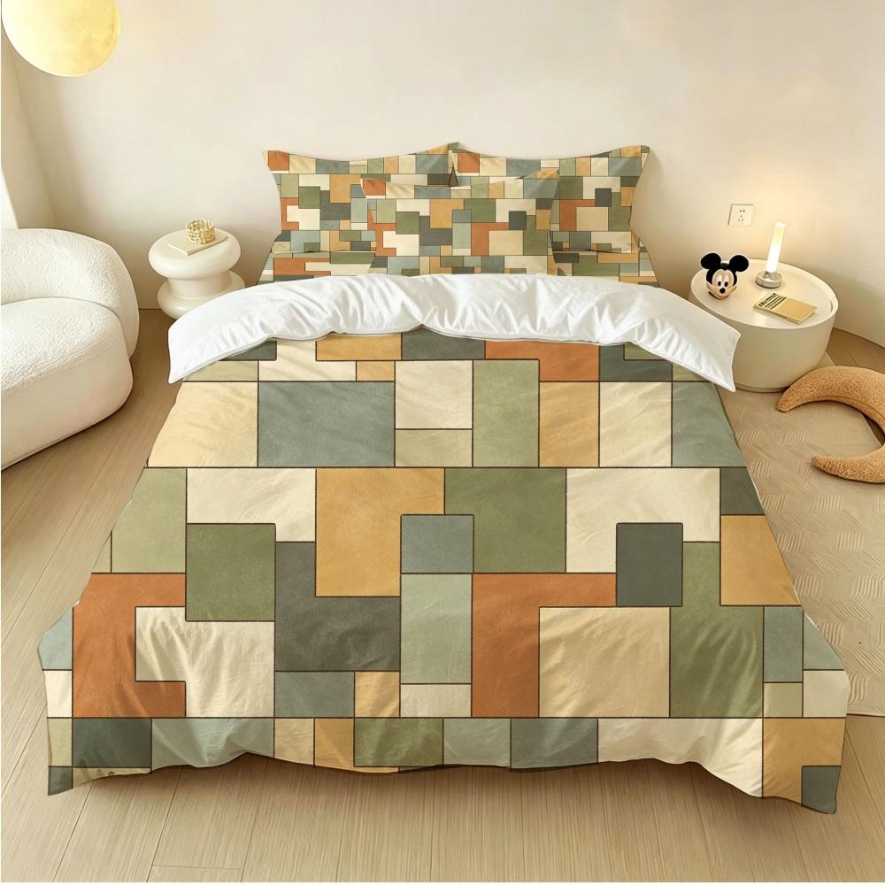 New Design Contrasting Checkerboard Printed Coreless Down Duvet Cover Set,Multi Size Bedding Decoration,Machine Washable