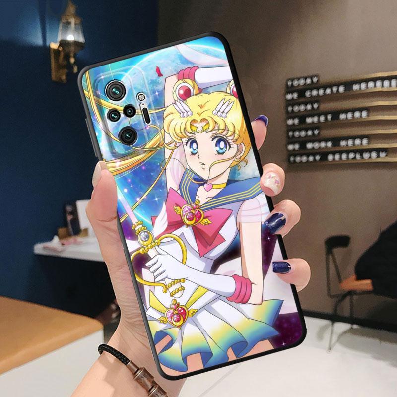 Etui na telefon TPU Soft Shockproof do Redmi 9A 9C 10C 9T 10A K40 Pro 6 7 8 8A 7A K50 9 10 6 Pro Cover Cute Anime Sailors M-Moons