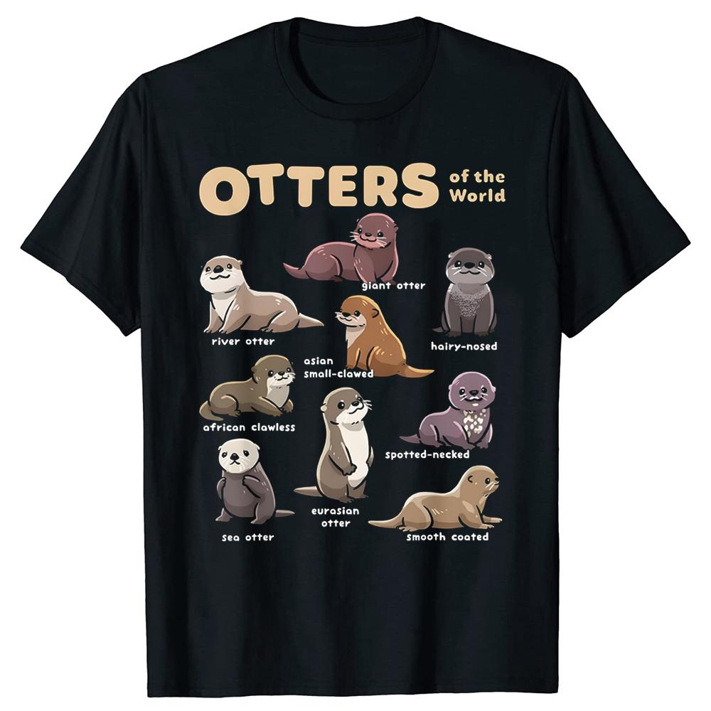 Otter Sea Animals of the World Educational Tshirts Unisex Womens Fashion Casual Tshirt 100 Cotton Loose Oversized T Shirt Summer