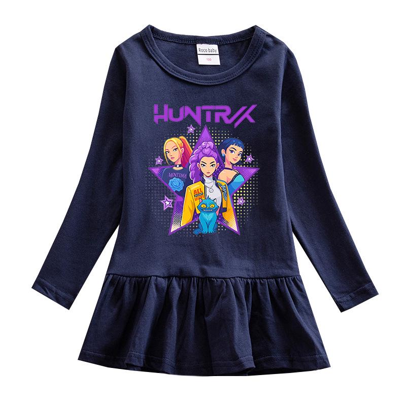 K-Pop Monster Hunter Girl Dress - Long Sleeve Cartoon Ruffle Mesh Princess Skirt for Spring/Autumn 120 cm