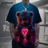 Men's T-Shirts Hip Hop Bear Pattern 3D Print Men's Clothing Summer New Streetwear Oversized Unisex T-Shirt Harajuku Men Clothes