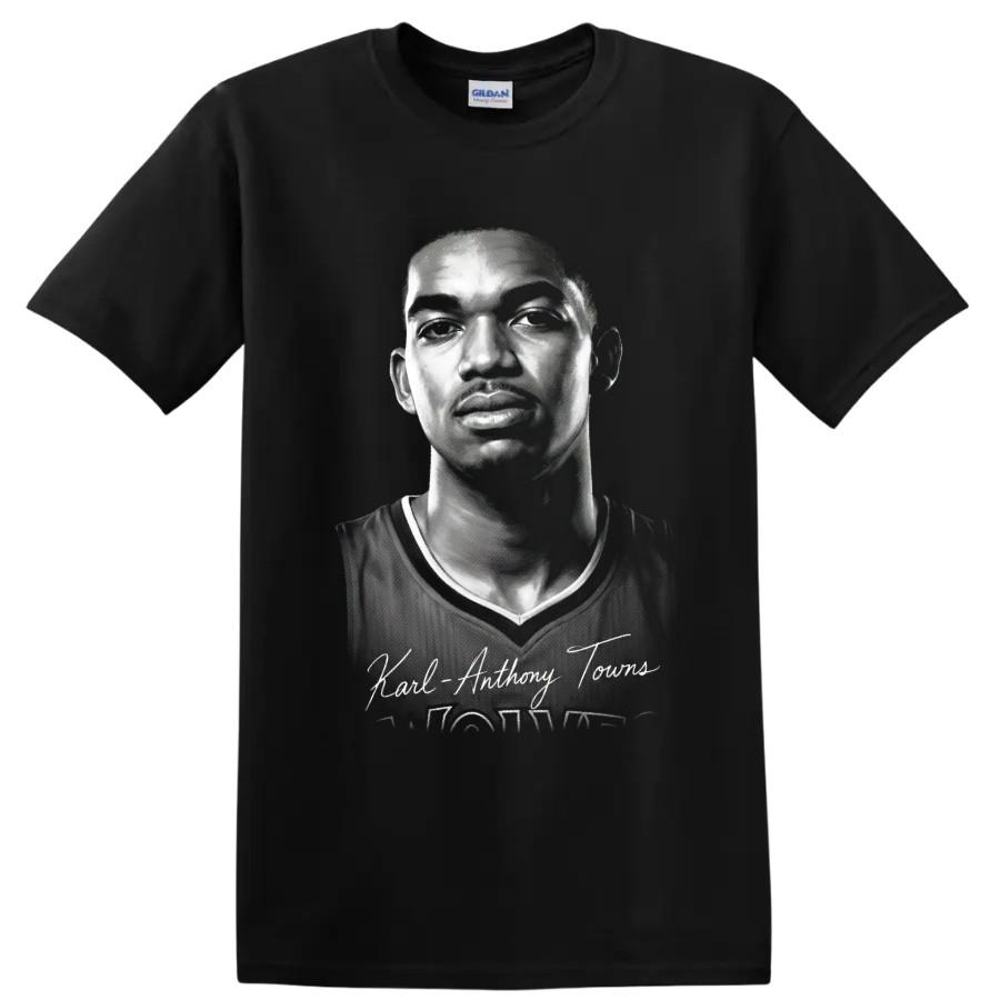 Karl Anthony Towns Basketball Player Portrait Graphic T Shirt Sports Tee Gift
