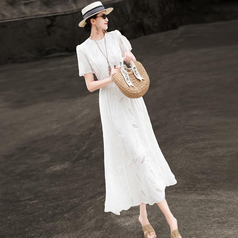 Elegant French Embroidered A-Line Dress