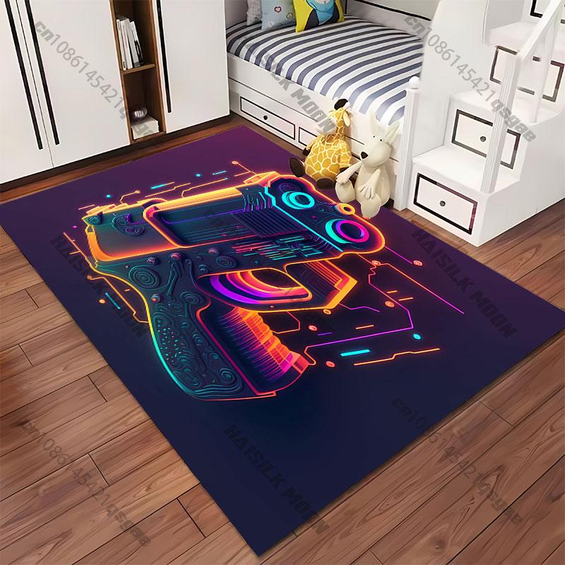 Futuristic neon cyberpunk pistol carpet Yoga living room room decor children's crawling mat doormat area rug games mat