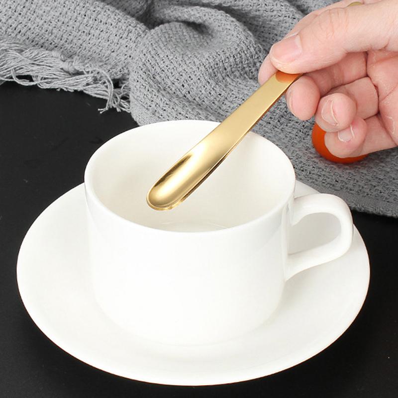 1Pc Coffee Spoon Stainless Steel Flat Spoon For Dessert Small Coffee Scoop