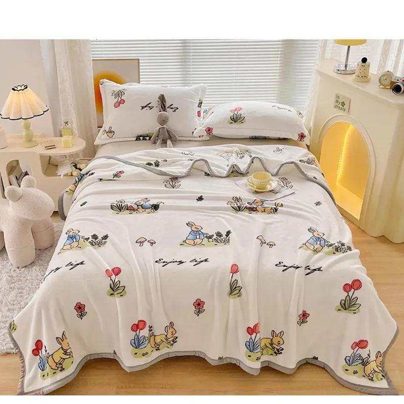 New Milk Fiber Printed Blanket 300G Cloud Mink Velvet Cover Blanket