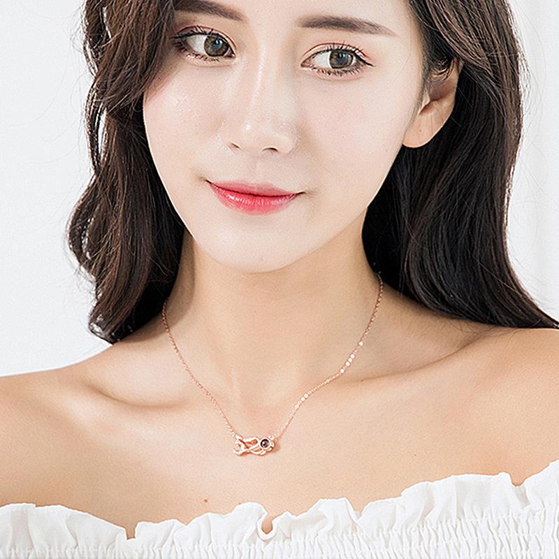 520 Miluji tě Stříbrný náhrdelník 925 pro ženy 100 jazyků Miluji tě Pamětní stříbrný přívěsek Řetízek na klíční kost Módní ozdoba