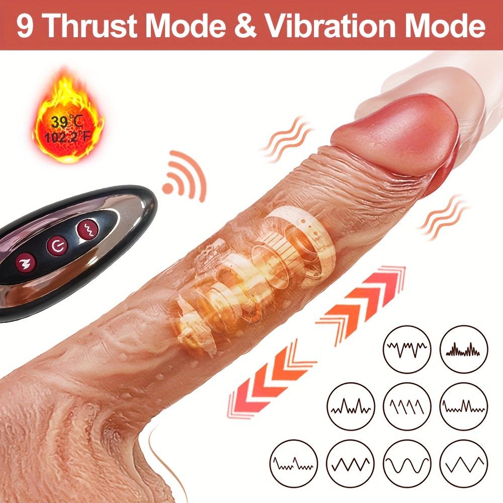 Spina anale con vibratore realistico per vibratore con 9 vibrazioni e 9 modalità telescopiche per donna, giocattolo sessuale con aspirazione per silicone liquido Paly a mani libere