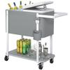 Cooler Cart with 56L Capacity, Serving Cart with Wheels, Bottle Opener, Lower Shelf, Handle, Mobile Beverage Cart, Gray