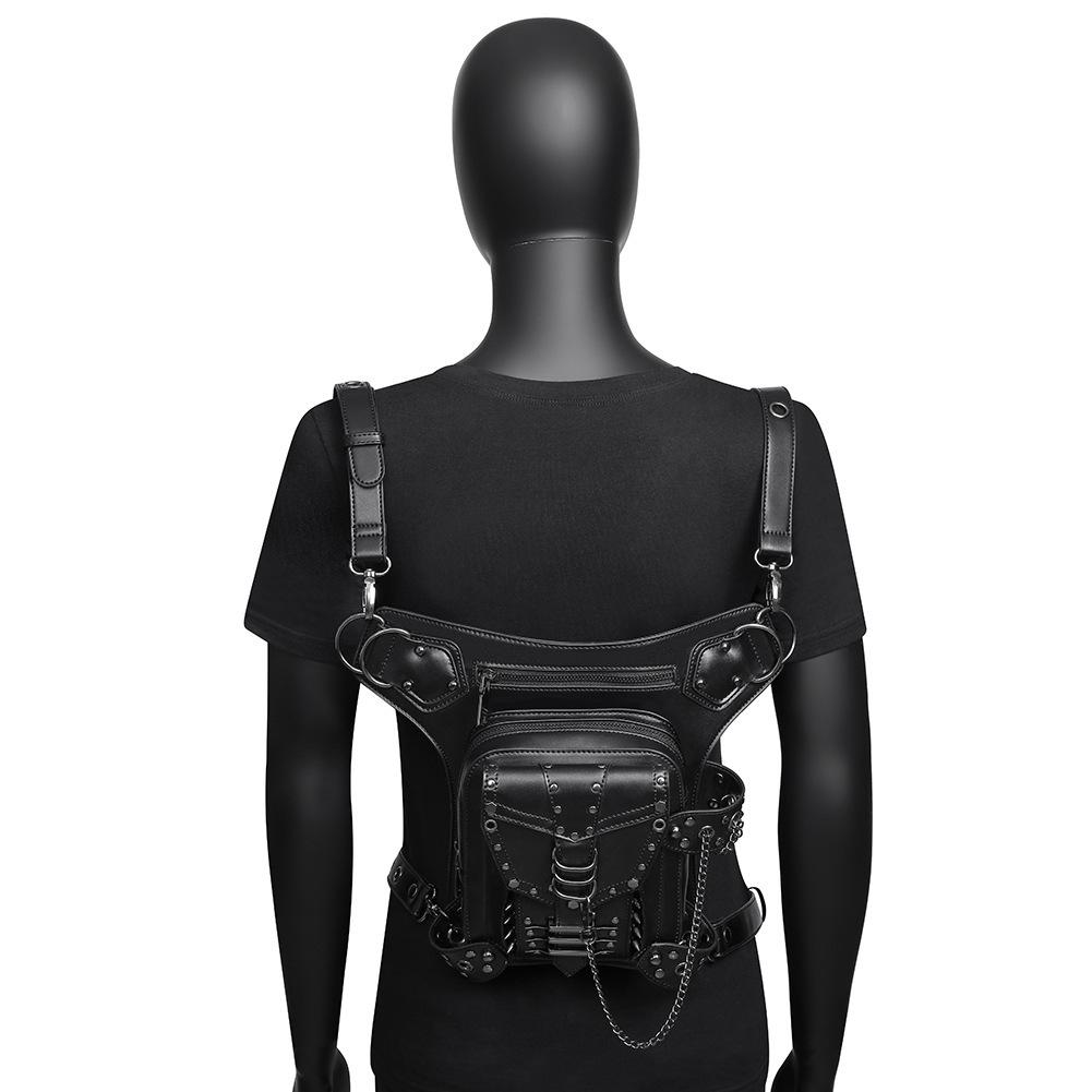 Řetízková taška, Dámská steampunk nýtovaná motocyklová taška, Dámská crossbody taška přes jedno rameno, Dámská cestovní ledvinka