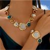 Geometric Irregular Set Imitation Gemstone Necklace Bracelet Set Exaggerated Jewelry