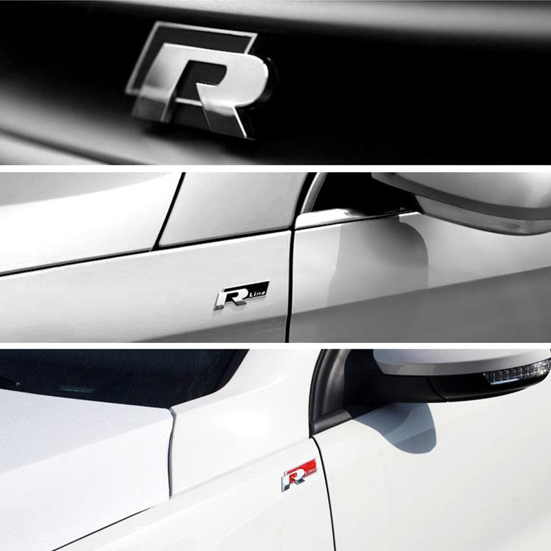 AABIP1 3D Metal Car Body Sticker RLine R Emblem Sticker For Volkswagen Passat b6 Golf Amarok T5 Phaeton Polo Car Body Decoration Paster