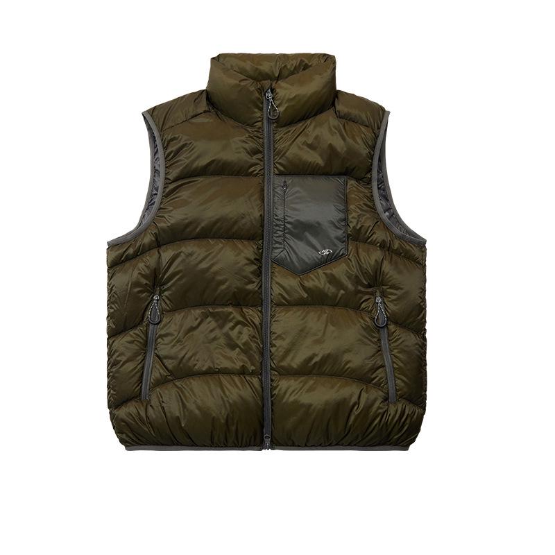 Unisex Winter Lightweight Ribbed Down Jacket and Vest: 90% White Duck Down, Water-Resistant, Breathable, Warm Medium зелёный
