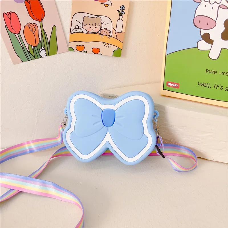 Children's Silicone Bag Cute Butterfly Single-shoulder Bag Girls' Candy-colored Bow Cross-shoulder Bag Kids Small Coin Purse New