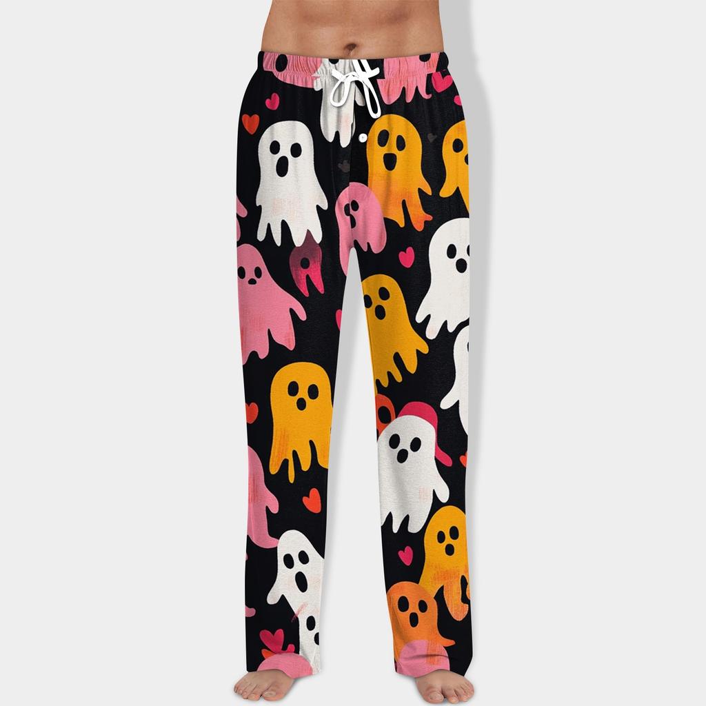 Men's Halloween Print Drawstring Pants Casual Pajama Pants